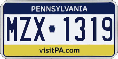 PA license plate MZX1319