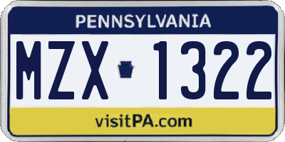 PA license plate MZX1322