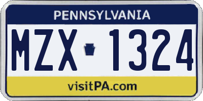 PA license plate MZX1324