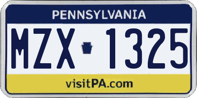 PA license plate MZX1325