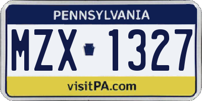 PA license plate MZX1327