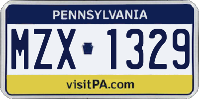 PA license plate MZX1329