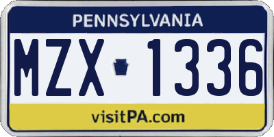 PA license plate MZX1336