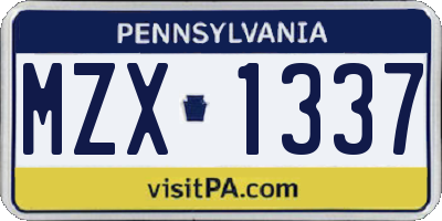 PA license plate MZX1337