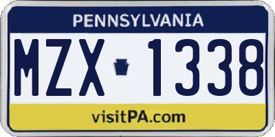 PA license plate MZX1338