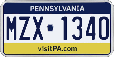 PA license plate MZX1340