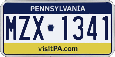 PA license plate MZX1341
