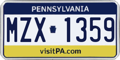 PA license plate MZX1359