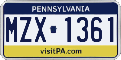 PA license plate MZX1361