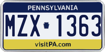 PA license plate MZX1363