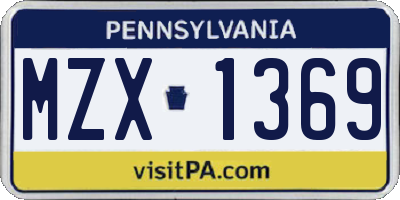 PA license plate MZX1369