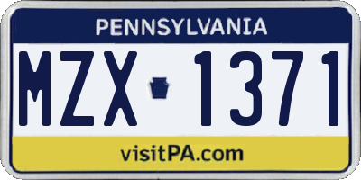 PA license plate MZX1371