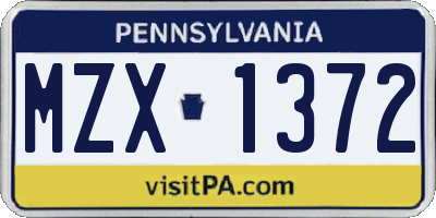 PA license plate MZX1372