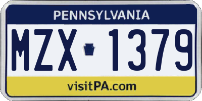 PA license plate MZX1379
