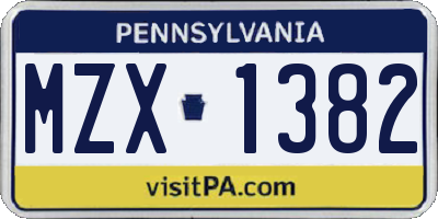PA license plate MZX1382