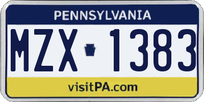 PA license plate MZX1383