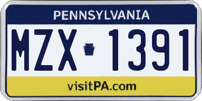 PA license plate MZX1391