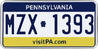 PA license plate MZX1393