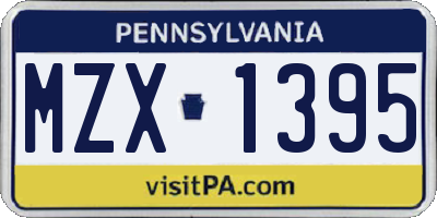 PA license plate MZX1395