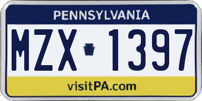 PA license plate MZX1397