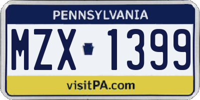 PA license plate MZX1399