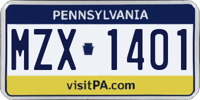 PA license plate MZX1401