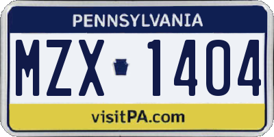 PA license plate MZX1404