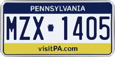 PA license plate MZX1405