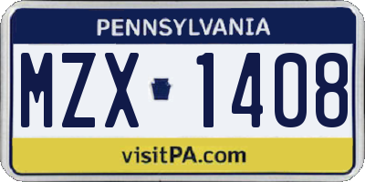 PA license plate MZX1408