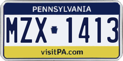 PA license plate MZX1413