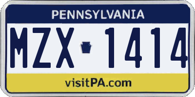 PA license plate MZX1414
