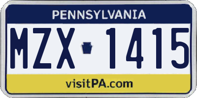 PA license plate MZX1415