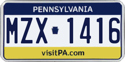 PA license plate MZX1416