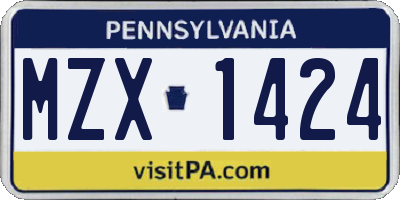 PA license plate MZX1424