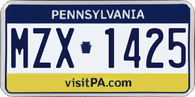 PA license plate MZX1425