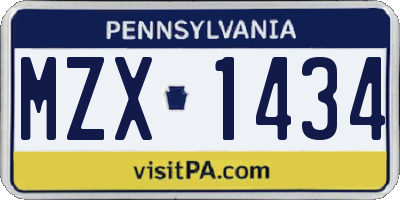 PA license plate MZX1434