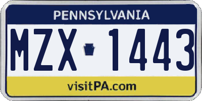 PA license plate MZX1443