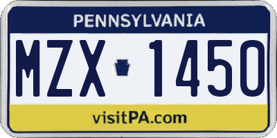 PA license plate MZX1450