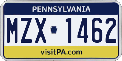 PA license plate MZX1462