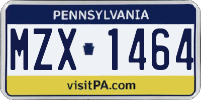 PA license plate MZX1464