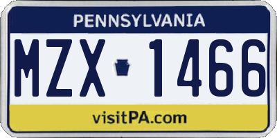 PA license plate MZX1466