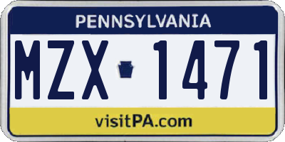 PA license plate MZX1471