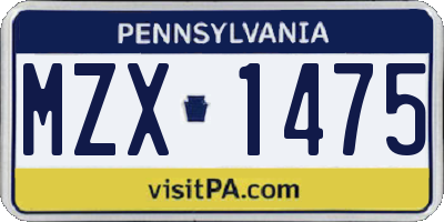 PA license plate MZX1475
