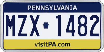 PA license plate MZX1482
