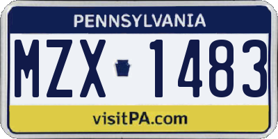 PA license plate MZX1483