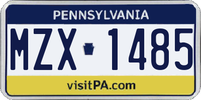 PA license plate MZX1485