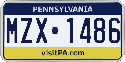 PA license plate MZX1486
