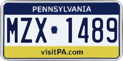 PA license plate MZX1489