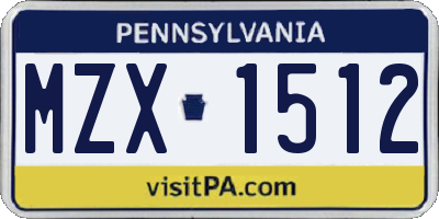 PA license plate MZX1512