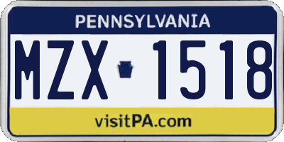PA license plate MZX1518